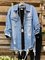 Blue Shirt Collar Plain Long Sleeve Denim Outerwear