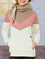Beige Color-Block Cotton Hoodie Long Sleeve Sweatshirt