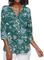 3/4 Sleeve V-Neck Buttoned Chiffon Tops