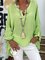 Women Plus Size Paneled Buttoned Solid Casual Cotton Blouses