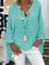 Women Plus Size Paneled Buttoned Solid Casual Cotton Blouses