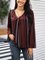 Brown Holiday V Neck Printed Striped Shirts & Tops