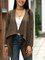 Deep Gray Long Sleeve Casual Plain Outerwear