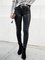 Black Casual Color-Block Pu Pants