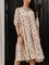 Apricot Cotton-Blend Floral Paneled Casual Dresses