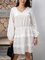 White Long Sleeve Tribal Paneled Cotton-Blend Dresses