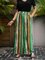 Blue Striped Casual Cotton-Blend Paneled Pants