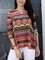 Red Half Sleeve Shift Tribal Shirts & Tops