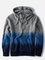 Men's Blue Printed Striped Hoodie Basic Sweatshirt