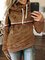 Long Sleeve Faux Fur Stripes Shift Sweatshirt