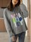 Gray Cotton-Blend Paneled Long Sleeve Hoodie Shirts & Tops