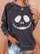 Gray Cotton-Blend Shift Long Sleeve Shirts & Tops