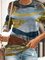 Vintage Multicolor Plus Size Long Sleeve Crew Neck Statement Geometric Printed Casual Tops