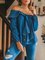Loose Long-sleeved Casual Denim Top With Ruffled Bow