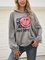 Gray Printed Long Sleeve Cotton-Blend Shirts & Tops