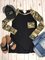 Black Crew Neck Camo Long Sleeve Shift Shirts & Tops