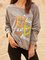 Gray Paneled Long Sleeve Casual Crew Neck Shirts & Tops
