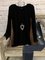 Leopard Long Sleeve Lightweight Cotton-blend Crew Neck Casual Winter Black Top