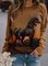 Khaki Crew Neck Long Sleeve Tops