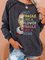 Deep Gray Casual Letter Long Sleeve Tops