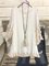 Plain 3/4 Sleeve Tassel Cotton-blend Crew Neck White Top