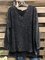Black Long Sleeve Cotton V Neck Plain Shirts & Tops