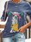 Vintage Long Sleeve Crew Neck Animal Printed Plus Size Statement Casual Tops