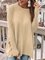Plus Size Casual Solid Long Sleeve Pockets Crew Neck Tops