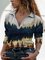 Forest Print Long Sleeve Cotton Shirts & Tops