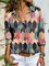 Khaki Long Sleeve Geometric Shirts & Tops