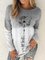 Gray Long Sleeve Casual Cotton-Blend Shirts & Tops
