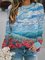 Art Painting Floral Cotton-Blend Holiday Sweatshirt