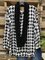 Black Houndstooth Long Sleeve Casual Cotton-Blend Shirts & Tops