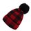 Winter wool ball parent-child knitted hat Red plaid Christmas warm hat