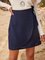 Blue Cotton-Blend Casual Paneled Skirts