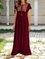 Wine Red Cold Shoulder Plain Dresses