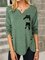 Green Casual Shift Crew Neck Shirts & Tops