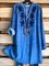 Plus Size Blue Long Sleeve V Neck Dresses