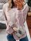 Pink Floral-Print Long Sleeve Crew Neck Shirts & Tops