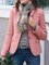 Work Pockets Solid Blazer Plus Size Coat