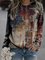 Abstract Cotton-Blend Long Sleeve Tops