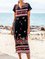 Black Cotton-Blend Boho Dresses