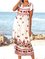 Off White Tribal V Neck Boho Swing Dresses