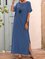 Blue Shift Plain Short Sleeve Dresses