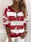 Animal Print V-Neck Long Sleeves Christmas Sweatshirt