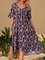 Purplish Blue Holiday Swing Floral-Print Floral Dresses