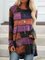 Floral-Print Crew Neck Long Sleeve Casual Shirts & Tops