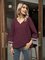 Red V Neck Holiday Cotton-Blend Shirts & Tops