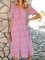 Orange Pink V Neck Floral Printed Short Sleeve Maxi Dresses