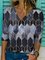 Cotton-Blend Printed V Neck Sexy Shirts & Tops